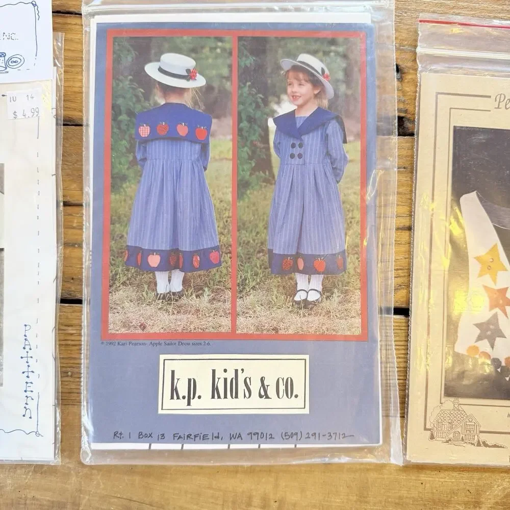 Vintage Sewing Pattern Lot Kids Clothes Applique Jacket Dress 90s Craft 6 Pcs